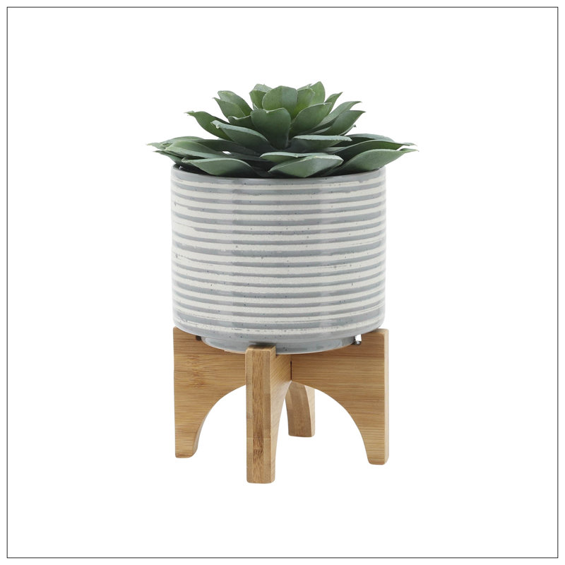 Céramique, S / 2 5/8 po sur support, gris