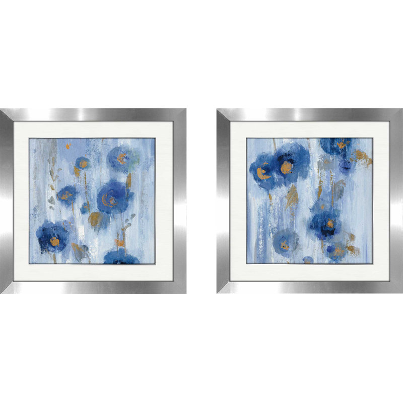 « seasides ii », ensemble de 2 reproductions de peintures à l’acrylique encadrées, H 16,5 po x l 33 po x P 1 po, Blanc mat