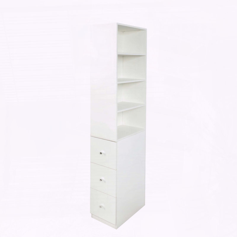 70.87" H Display Storage Cabinet with 4 Shelves and 3 Side Drawers, White