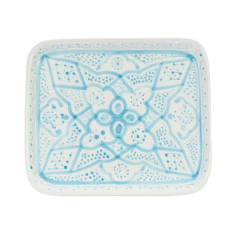 Plateau en céramique Thira, H 1 po x l 9,5 po x P 8,2 po, Turquoise