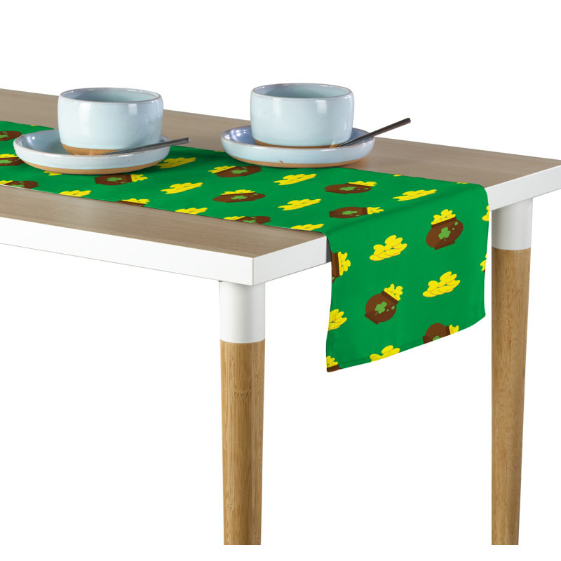 Ethan Geometric Table Runner, 72" L x 12" W, Green