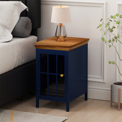 Table de chevet polyvalente avec armoire de rangement et plateau en bois massif de qualité supérieure pour la chambre à coucher et le salon, alliant fonctionnalité et style.