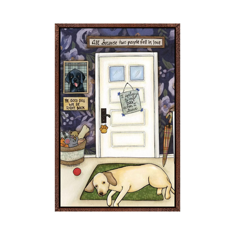 Be Right Back by Jamie Morath - Print on Canvas, Classic Brown Wood Floater Framed, 66.04cm H x 45.72cm W x 3.81cm D