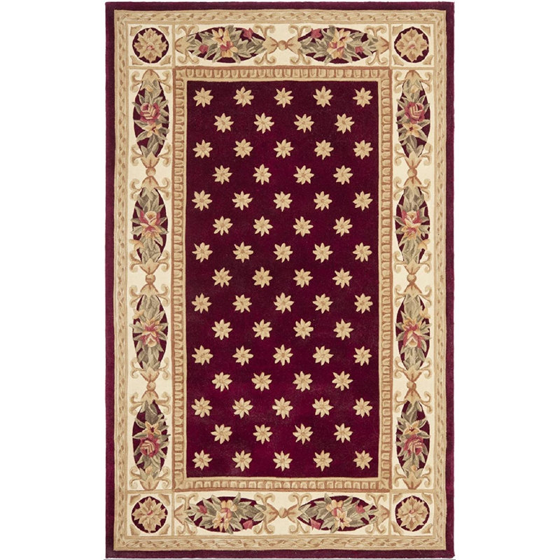 Lenora Hand Tufted Wool Pile Floral Rug, Rectangle 6' x 9'