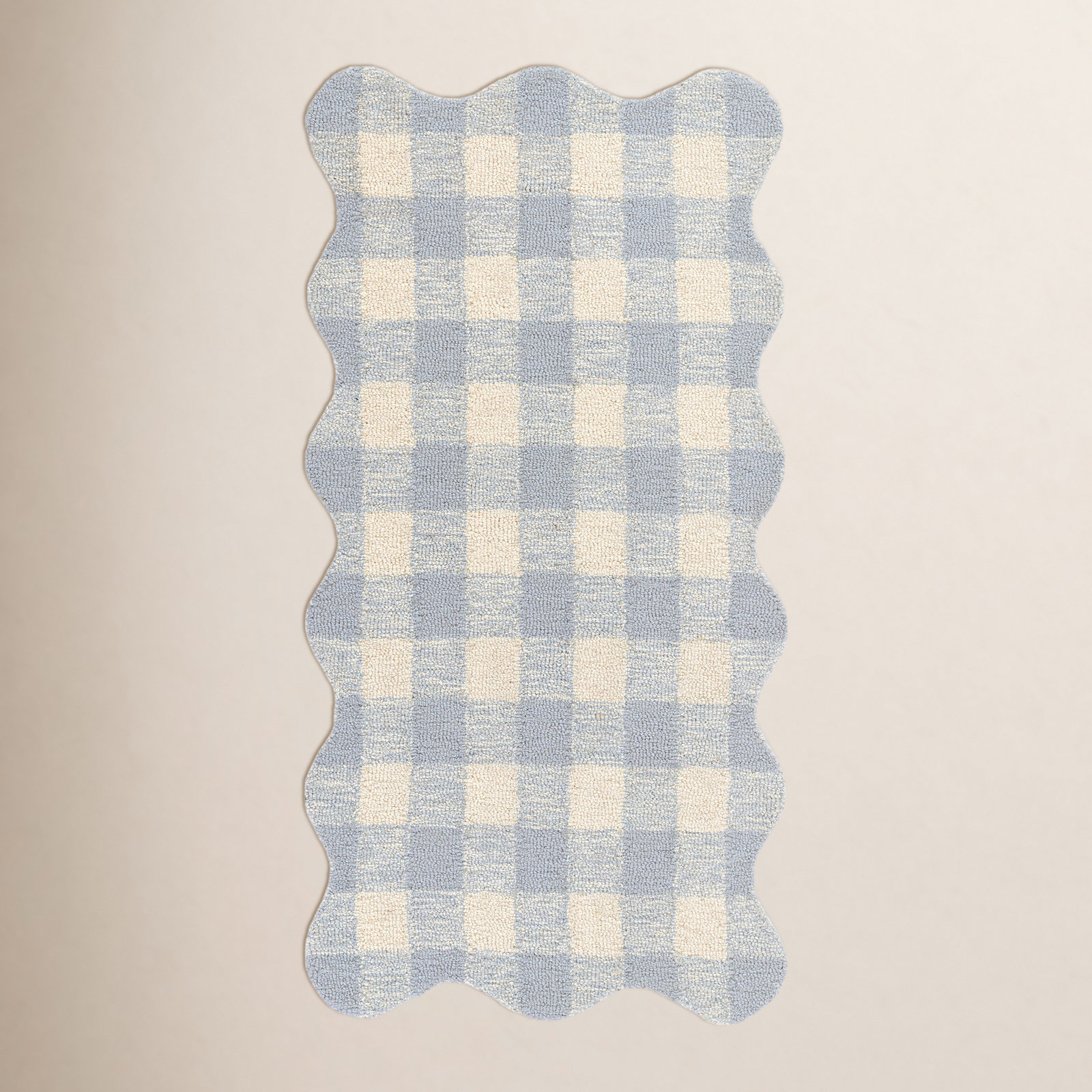 Lola Blue Hand-Tufted Plaid Wool Rug, Rectangle 2' x 3'