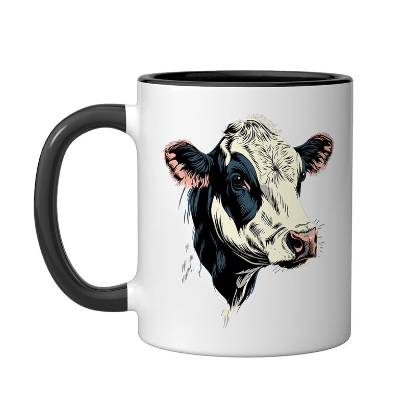 Farm Cow Ceramic Mug, Black/White, 11oz
