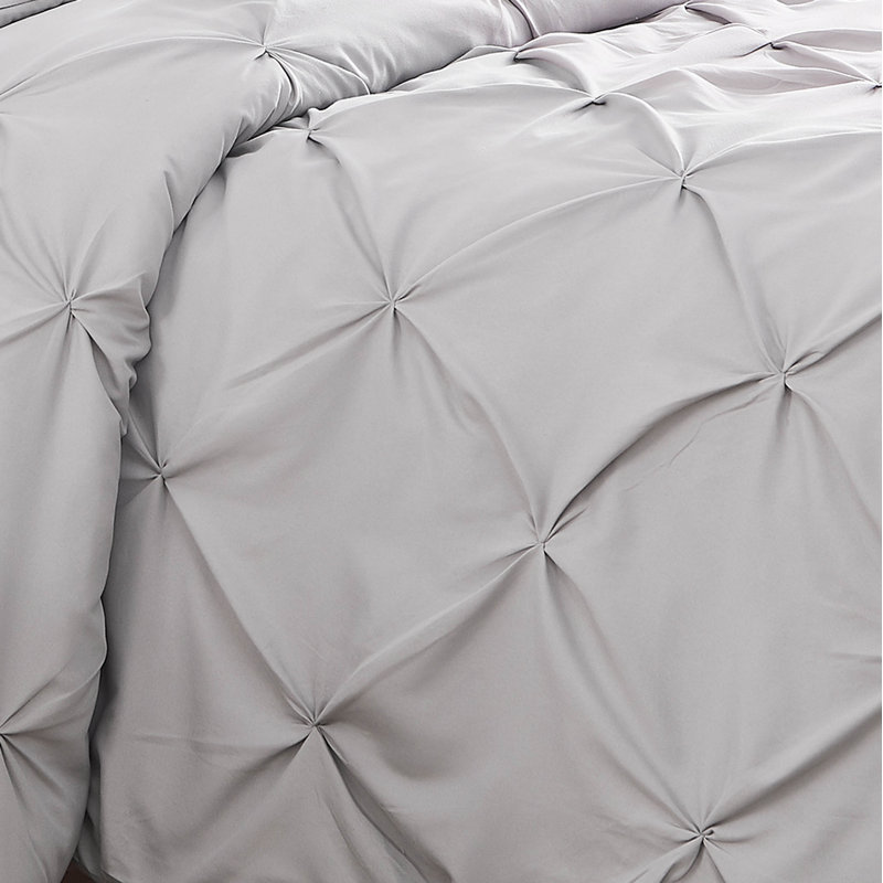 Ensemble de housse de couette Pintuck à plis pincés avec taies décoratives assorties, Gris acier