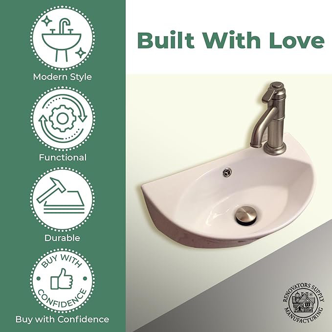 Juniper 17 1/8" Wall Mounted Bathroom Sink in White with Overflow