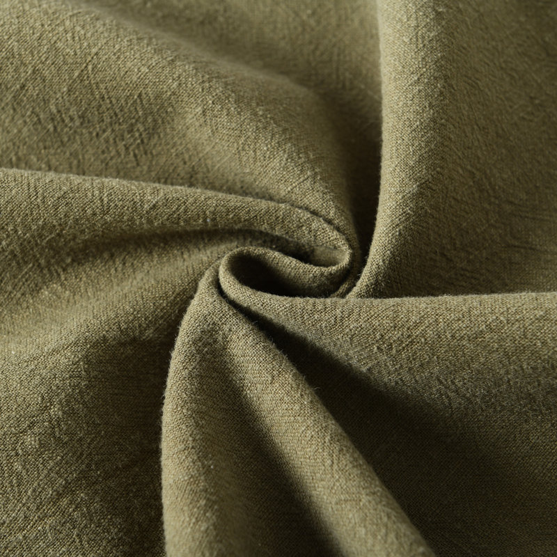 Boho Farmhouse Pillow Cover Soft Boho Farmhouse Washed Linen Textured Cotton Throw Pillow Covers, Olive Green, Square 18"
