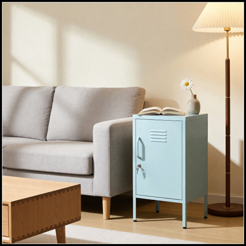 Une armoire de rangement multifonctionnelle en métal d'une hauteur de 27,17 pouces, Bleu clair