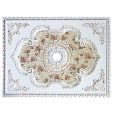 Rose médaillon de plafond rectangulaire au centre