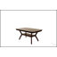Table de salle à manger en bois massif à finition espresso avec tablettes intégrées, parfaite pour les salles à manger modernes et élégantes.