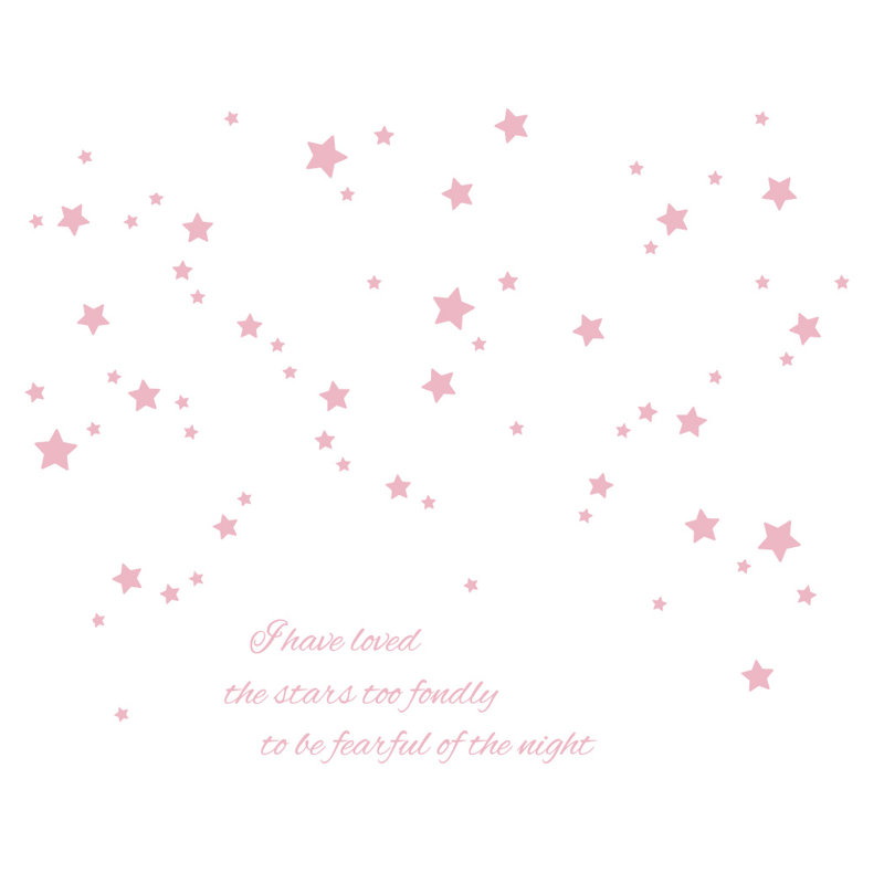 Adhésif décoratif "j’ai aimé les étoiles", H 24 po x l 30 po x P 0,01 po, Rose œillet