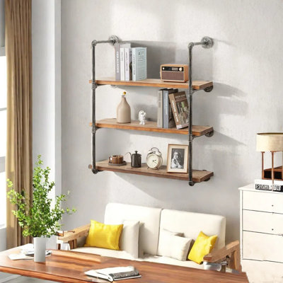 Pipe Shelves Industrial Pipe Shelving Shelves Real Wood Industrial Floating Pipe Shelves With Wood Planks 36 Inch Industrial Wall Shelves Rustic Hangi