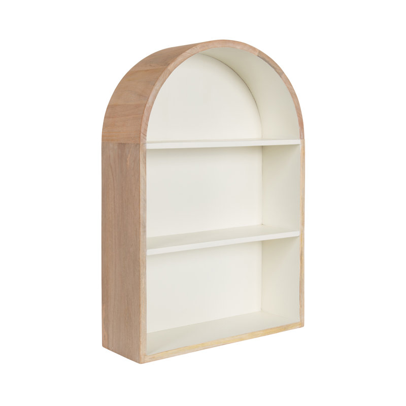 Arcott Wood Arched Wall Storage Shelf, Brown/White