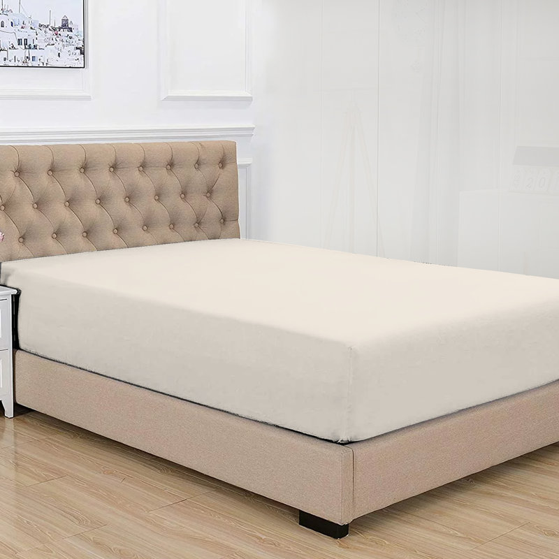 Shenya Percale Fitted Sheet, Ivory, Single Fitted Sheet