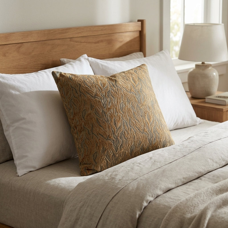 Coussin décoratif en tissu Plutus Yarns, Bronze bruni, 18 po x 18 po