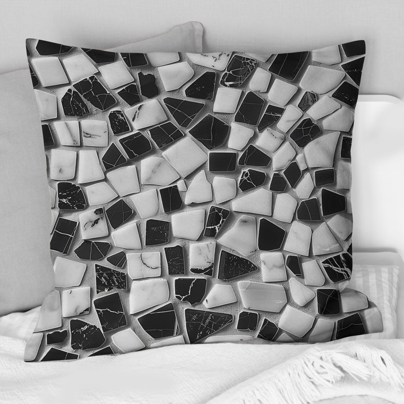 Carreau de mosaïque gris moderne III - Coussin décoratif moderne, H 16 po x l 16 po