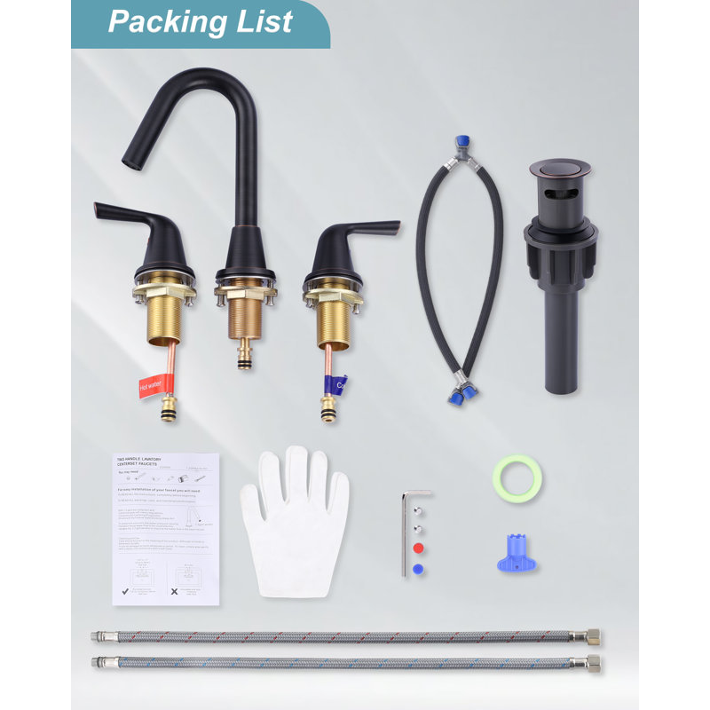 Oil Rubbed Bronze 8-Inch Widespread Double Handle Bathroom Faucet