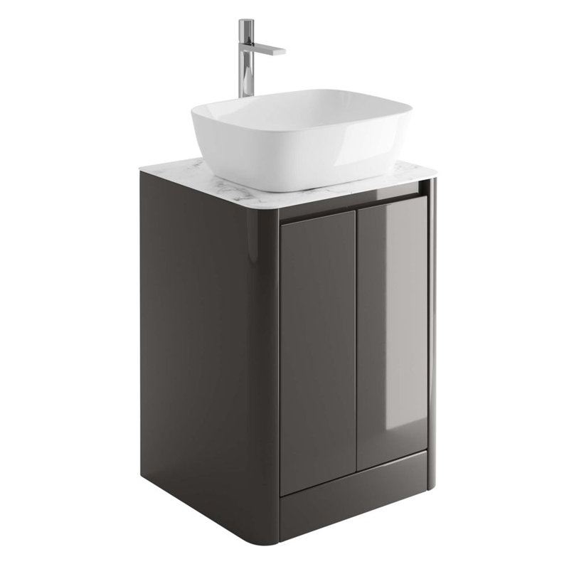 Dalessio 550mm Free-Standing Single Vanity, White, Titanium Grey