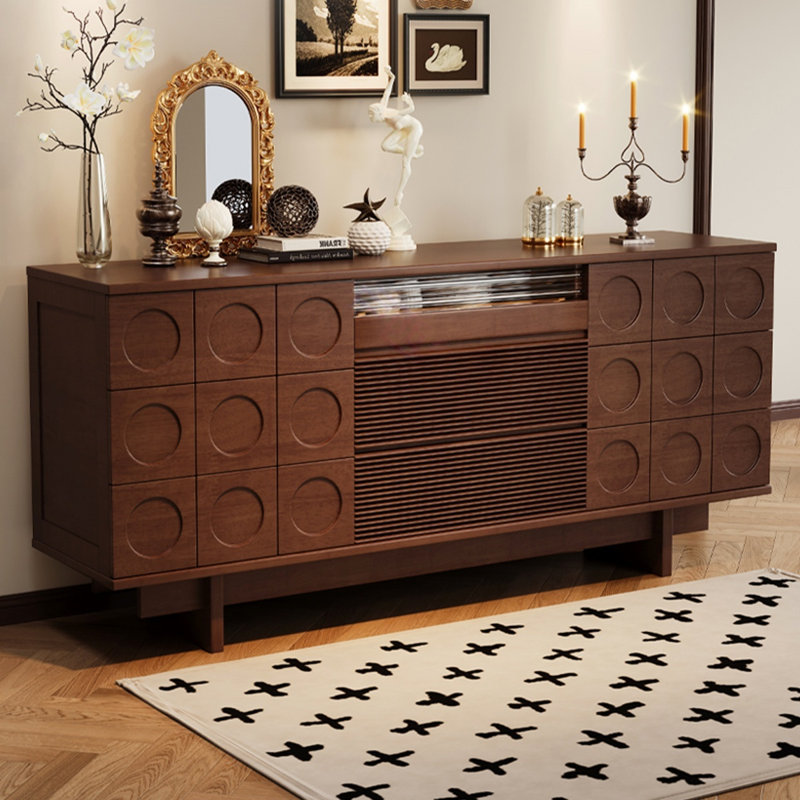 Buffet en bois de noyer massif, Noyer, H 31,1 po x l 70,87 po x P 15,75 po