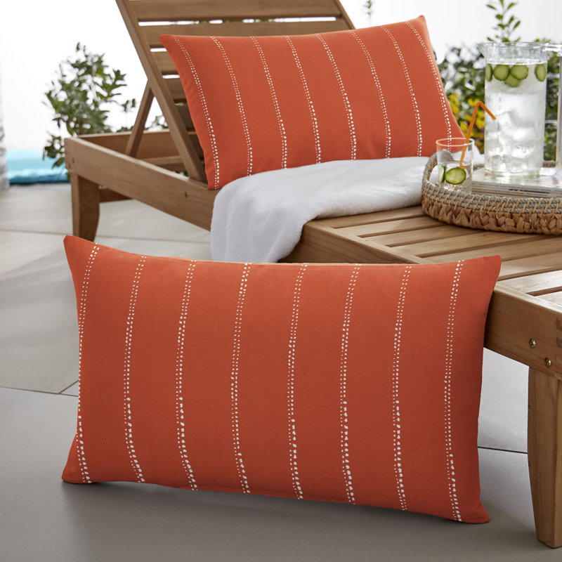 Housse de coussin d'extérieur Mason II, Orange, 14 po x 24 po