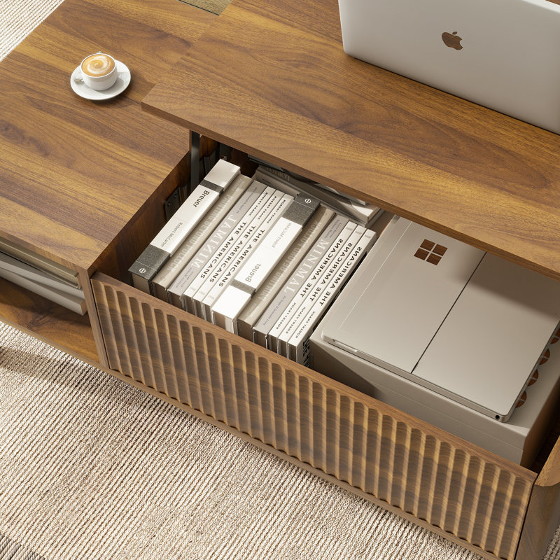 Ensemble de tables basses à plateau relevable avec 2 tables de bout - Table basse et tables d'appoint en noyer, Noyer