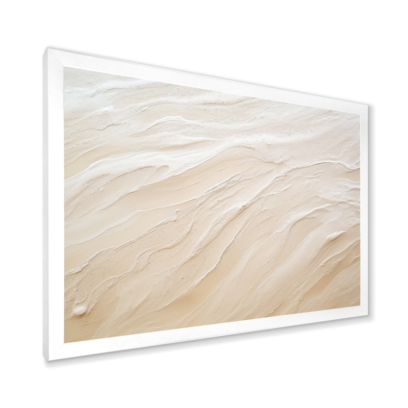Charme moderne sable beige plage - art mural large sable de plage, Cadre photo blanc, H 16 po x l 32 po x P 1 po