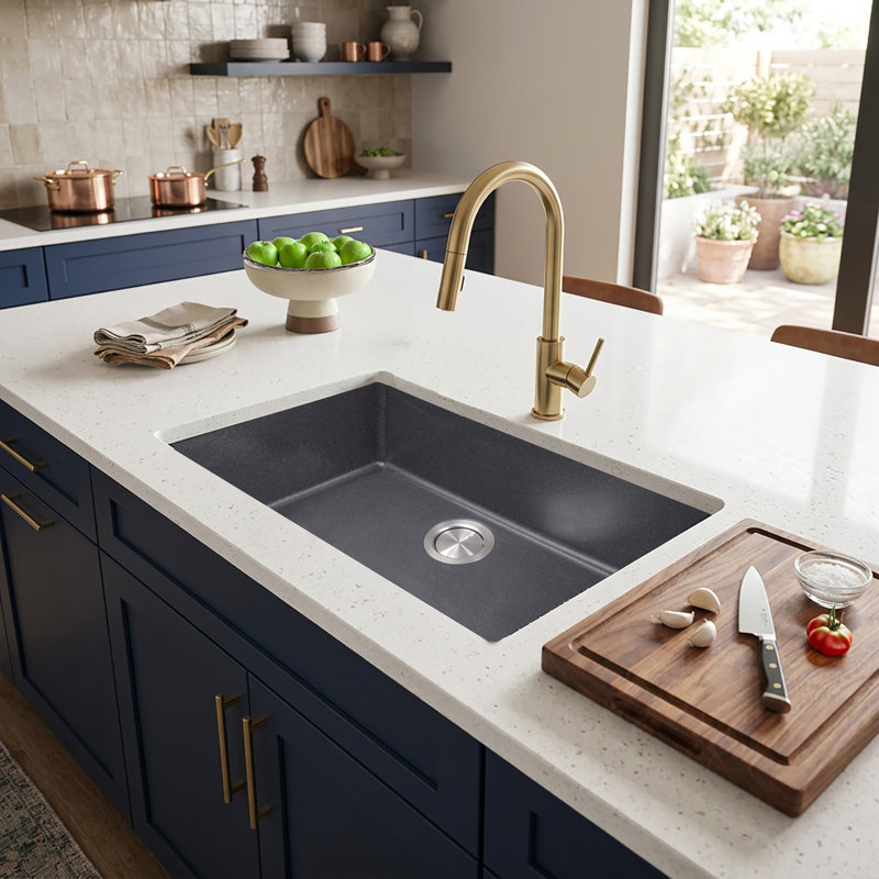 Plymouth 30'' L Single Basin Kitchen Sink, Titanium