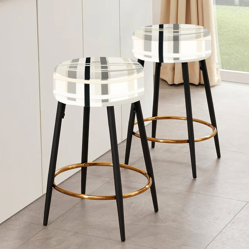 Ensemble de 2 tabourets de bar rayés