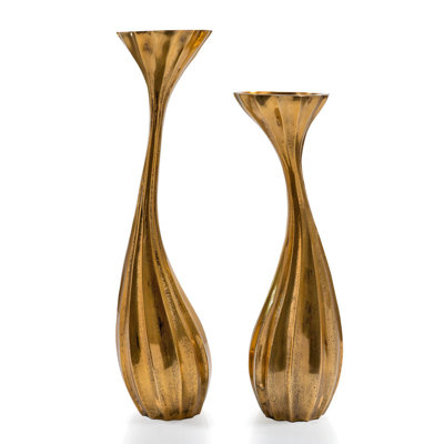 Bougeoirs à pilier ondulé Tulipan - Ensemble de 2  