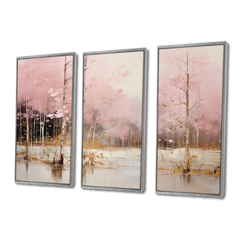 Delvalle - ensemble d'art mural forêt, H 32 po x l 48 po x P 1 po, Cadre argenté flottant