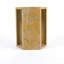 Table d'appoint moderne à motif géométrique en marbre doré espagnol, côté hexagonal 16 cm, 40 cm x 32 cm, teinte dorée beauté naturelle