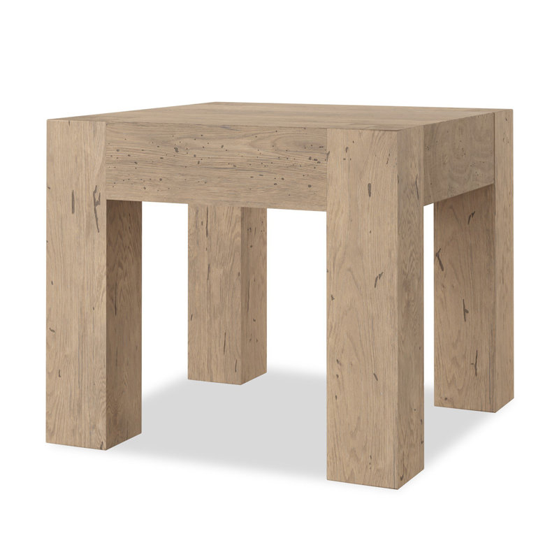 Abaso Oak End Table, Whitewash Rustic Wormwood Oak