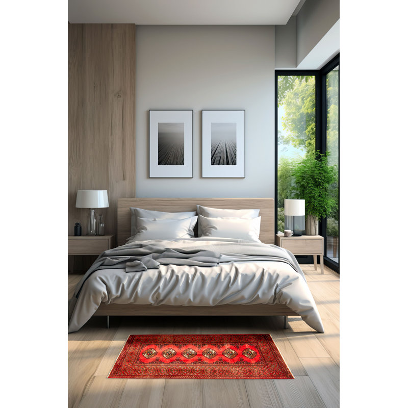Tapis rouge Teimani 3 pi 4 po x 4 pi 11 po