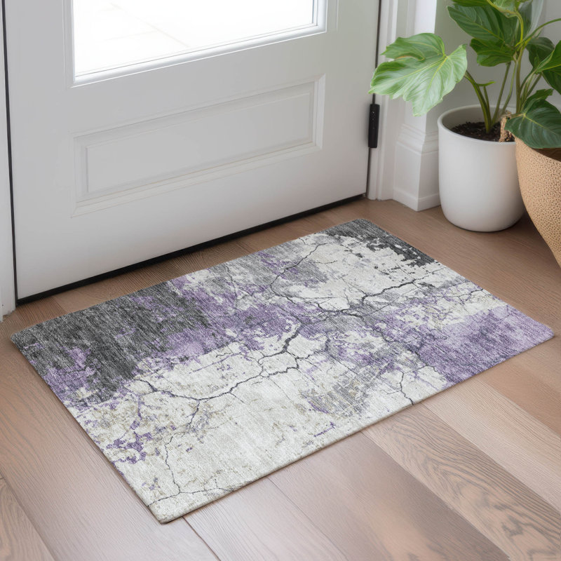Tapis abstrait lavable à la machine intérieur / extérieur ACN2431 Chantille, Cuivre, Tapis de couloir 2 pi 3 po x 7 pi 6 po