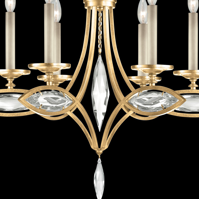 Marquise Gold Leaf 6-Light Chandelier with Hand-Cut Crystals