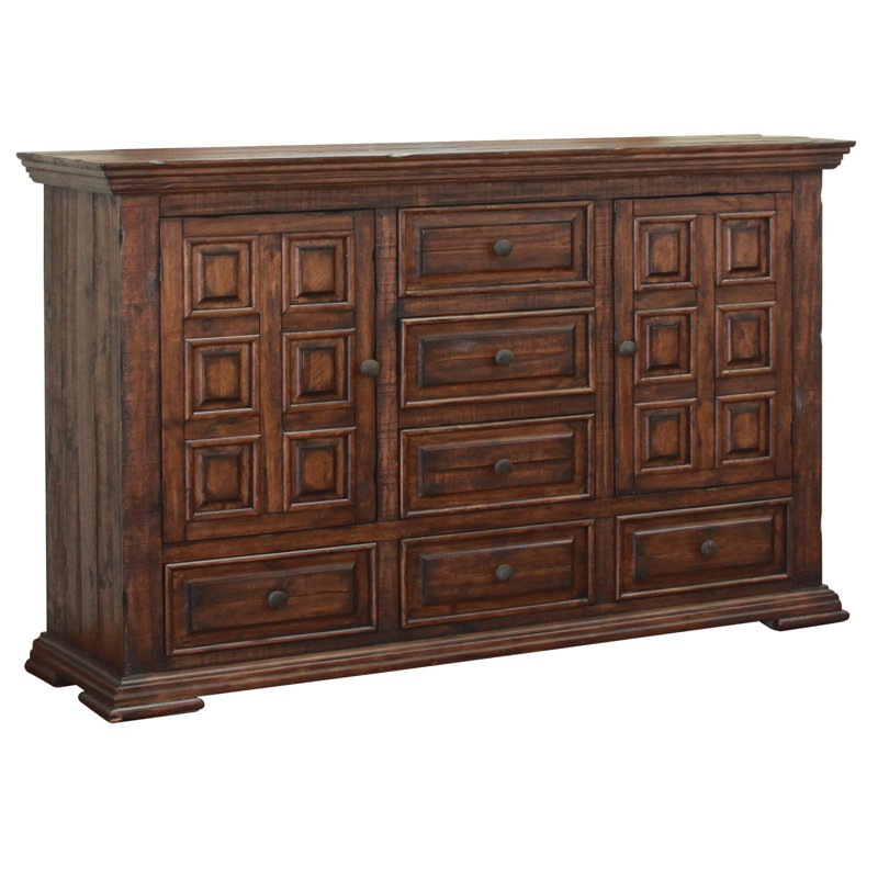 Commode 6 tiroirs 2 portes Terra, Brun