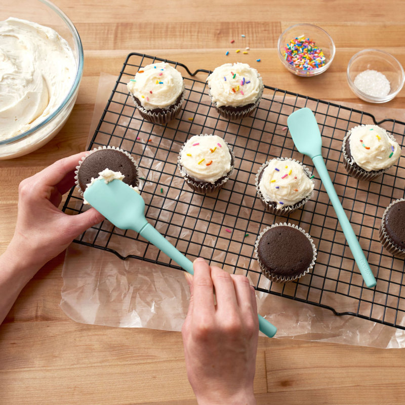 Tovolo Flex-Core® All Silicone Mini Spatula and Spoonula, Light Aqua