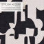 Tapis noir / crème abstrait fait à la main (8 pi x 10 pi)-1032179233