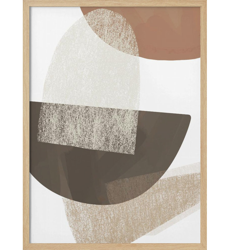 «Earth Tone Geometric», art mural texturé encadré, Encadrement beige, H 40 po x l 30 po