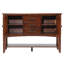 Buffet avec grande tablette Zechari | 3 tiroirs 2 armoires de rangement | Blanc antique et brun châtaignier-2441228
