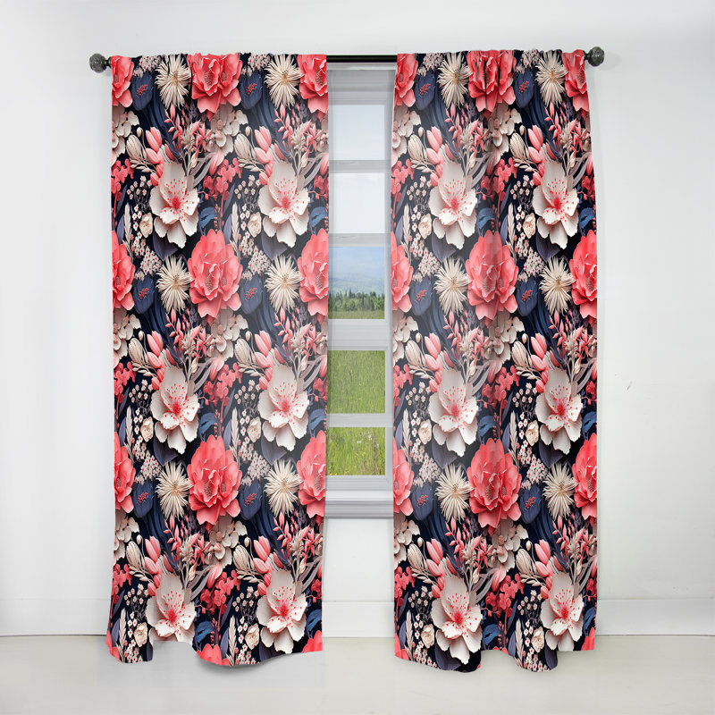 Corail Twilight Iv Tropical Motif II - Rideau floral - Rideau floral obscurcissant - 1 panneaux, L 52 po x L 84 po