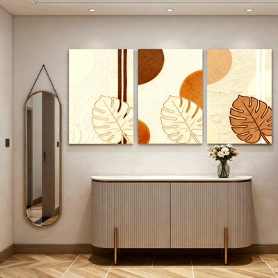 "Tropical Monstera", art abstrait sur toile, motif bohème (ensemble de 3)