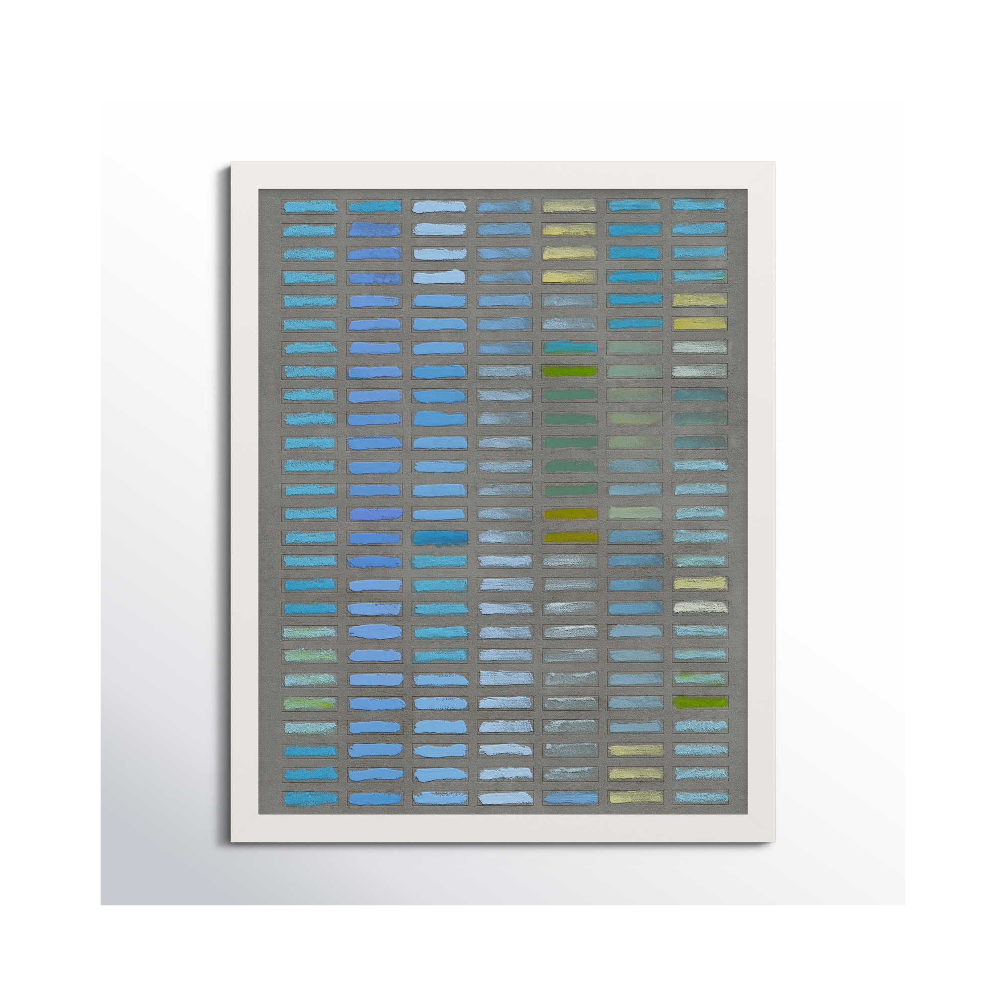 Beyond The Blues by Jacques Pilon, 38" H x 30" W x 1.25" D, White Framed