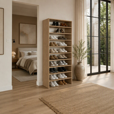 Orion Natural Oak 8-Tier Shoe Rack