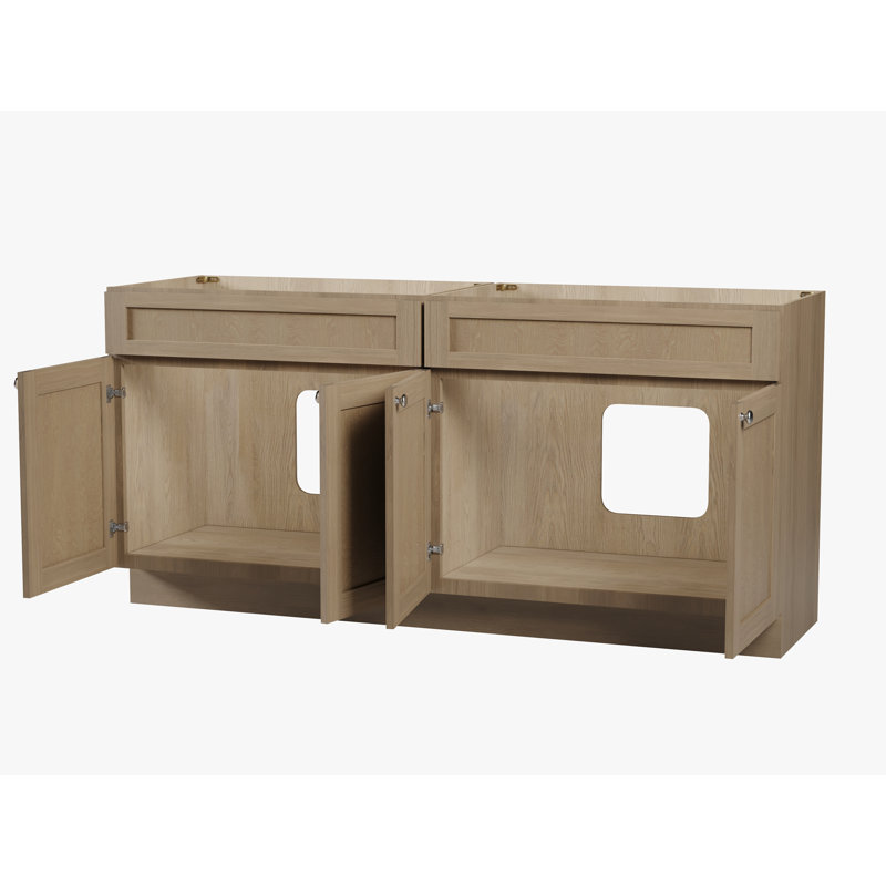 Base de meuble-lavabo double 72 po Disar, Chêne naturel