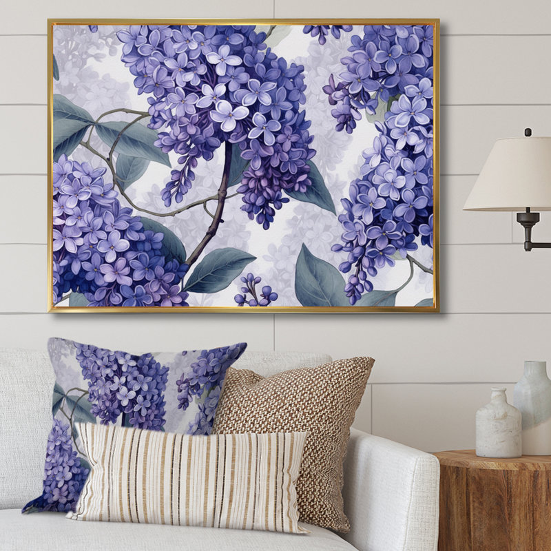 «Lilac mauve et gris», impression sur toile, H 24 po x l 32 po x P 1 po, Cadre flottant doré