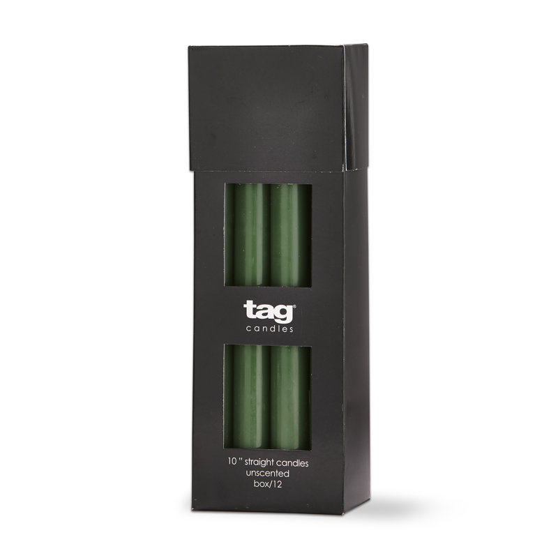 Bougies droites vertes Color Studio 12 pouces (paquet de 12)