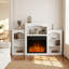 Manteau de cheminée électrique autoportant blanc avec tablettes de rangement, console de foyer classique de 60 po avec télécommande pour le salon